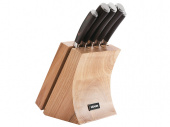 Набор из 5 кухонных ножей и блока для ножей с ножеточкой DANA (серебристый, черный, бежевый)
