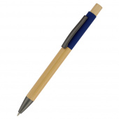 Ручка &amp;quot;Авалон&amp;quot; с корпусом из бамбука и софт-тач вставкой, темно-синий