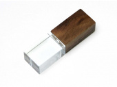 USB 2.0- флешка на 16 Гб прямоугольной формы (коричневый, прозрачный, белый)