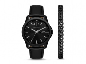 Подарочный набор: часы наручные мужские с браслетом (черный)