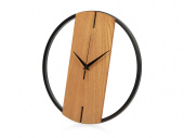Деревянные часы с металлическим ободом Time Wheel (натуральный, черный)