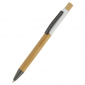 Ручка &amp;quot;Авалон&amp;quot; с корпусом из бамбука и софт-тач вставкой-S, белый
