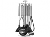 Набор кухонных инструментов с нейлоновым покрытием ANEZKA, 7 предметов (серебристый, черный, прозрачный)
