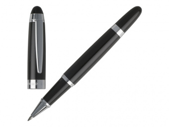 Ручка-роллер Icon (черный, серебристый)