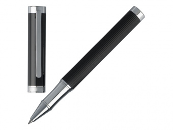 Ручка-роллер Column Stripes (черный, серебристый)
