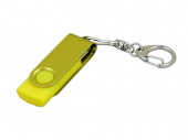 USB-флешка промо на 16 Гб с поворотным механизмом и однотонным металлическим клипом (желтый, желтый)