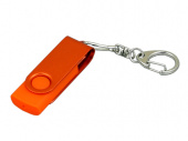 USB-флешка промо на 64 Гб с поворотным механизмом и однотонным металлическим клипом (оранжевый)
