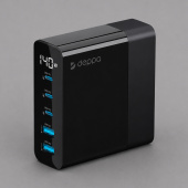 Зарядная станция 3xUSB Type-C, 2xUSB, PD, QC, 140Вт (черный)