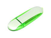 USB 2.0- флешка промо на 64 Гб овальной формы (серебристый, зеленый)