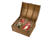 Подарочный набор: чайная пара, варенье из ели и мяты (голубой, коричневый)