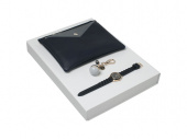 Подарочный набор Bird: брелок, часы наручные, сумочка (серый, синий)