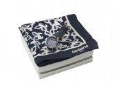 Подарочный набор: часы наручные женские, шелковый платок (темно-синий)