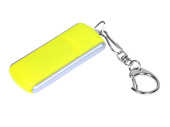 USB 2.0- флешка промо на 32 Гб с прямоугольной формы с выдвижным механизмом (желтый, серебристый)