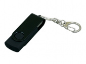 USB 2.0- флешка промо на 64 Гб с поворотным механизмом и однотонным металлическим клипом (черный)