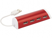 USB Hub на 4 порта с подставкой для телефона (красный, белый)