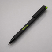 Ручка металлическая шариковая Taper Metal soft-touch (черный, зеленое яблоко)