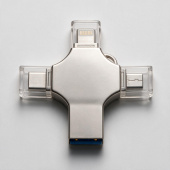 USB-флешка 3.0 на 32 Гб 4-в-1 Ultra в подарочной коробке (серебристый)