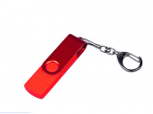 USB 2.0/micro USB/Type-С- флешка на 32 Гб 3-в-1 с поворотным механизмом (красный)
