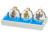Набор новогодних игрушек, 3 шт (белый, разноцветный)