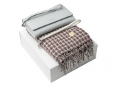 Подарочный набор: дамский кошелек, шарф (белый, светло-коричневый)