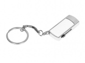 USB-флешка на 64 Гб с выдвижным механизмом и мини чипом (серебристый, белый)
