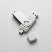 USB3.0/USB Type-C флешка на 16 Гб Квебек C (белый)