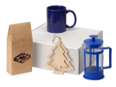 Подарочный набор с чаем, кружкой и френч-прессом Чаепитие (синий, ярко-синий, прозрачный)