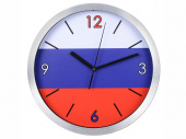 Часы настенные Российский флаг (синий, красный, серебристый, белый)