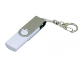 USB 2.0- флешка на 32 Гб с поворотным механизмом и дополнительным разъемом Micro USB (серебристый, белый)
