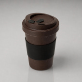 Стакан из кофе с силиконовой манжетой Latte (коричневый, черный)