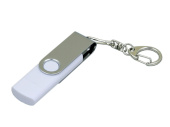 USB 2.0- флешка на 64 Гб с поворотным механизмом и дополнительным разъемом Micro USB (белый, серебристый)
