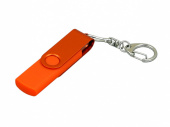 USB 2.0- флешка на 32 Гб с поворотным механизмом и дополнительным разъемом Micro USB (оранжевый)