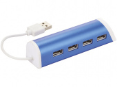 USB Hub на 4 порта с подставкой для телефона (ярко-синий, белый)