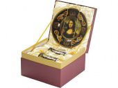 Подарочный набор Мона Лиза: блюдо для сладостей, две кружки (черный, золотистый)