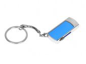 USB-флешка на 32 Гб с выдвижным механизмом и мини чипом (синий, серебристый)