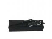 Подарочный набор: USB-флешка на 16 Гб, ручка-роллер (черный, серебристый)