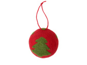 Новогодний шар из войлока Елочная игрушка (зеленый, красный)