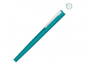 Ручка металлическая роллер Brush R GUM soft-touch с зеркальной гравировкой (бирюзовый)