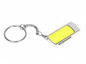 USB 2.0- флешка на 16 Гб с выдвижным механизмом и мини чипом (серебристый, желтый)