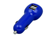 Автомобильная зарядка на 2 USB порта (синий)
