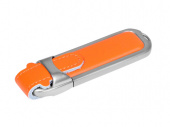 USB 3.0- флешка на 128 Гб с массивным классическим корпусом (оранжевый, серебристый)