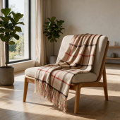 Плед акриловый Tartan (бежевый, красный)