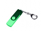 USB 2.0/micro USB/Type-С- флешка на 64 Гб 3-в-1 с поворотным механизмом (зеленый)