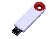 USB 2.0- флешка промо на 32 Гб прямоугольной формы, выдвижной механизм (белый, красный)