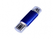 USB 2.0/micro USB/Type-C- флешка на 32 Гб (синий)