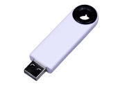 USB 2.0- флешка промо на 64 Гб прямоугольной формы, выдвижной механизм (белый, черный)