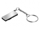 USB 2.0- флешка на 64 Гб с поворотным механизмом и зеркальным покрытием (серебристый)