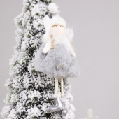 Новогоднее украшение Рождественский ангел, серый