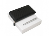 Подарочный набор Ramage: дорожный кошелек, ручка шариковая (черный, серебристый)