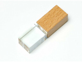 USB 2.0- флешка на 16 Гб прямоугольной формы, под гравировку 3D логотипа (белый, прозрачный, натуральный)